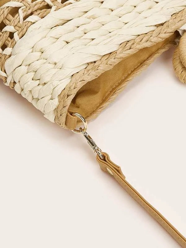 CM-BGS106919 Women Trendy Seoul Style Straw Tote Bag - Beige