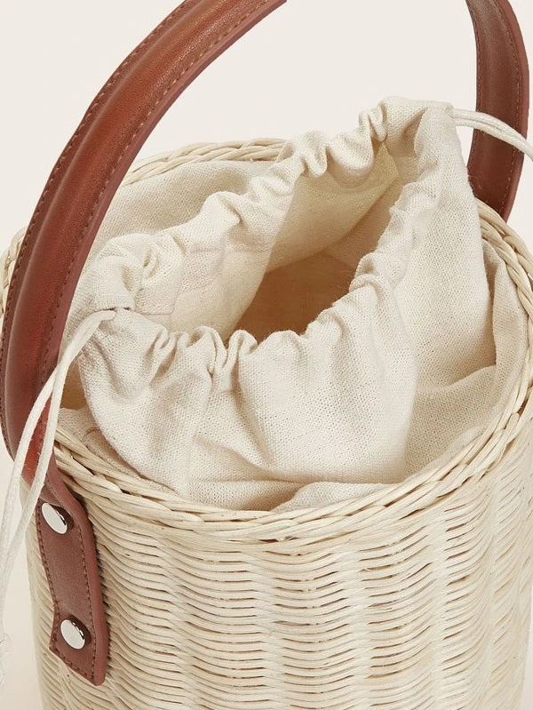CM-BGS217015 Women Trendy Bohemian Style Straw Satchel Bag - Apricot