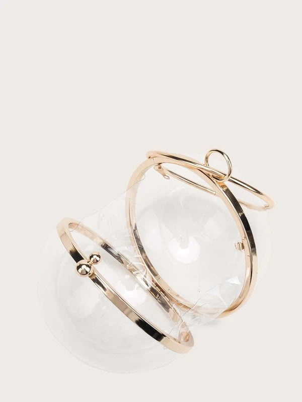 CM-BGS316347 Women Casual Seoul Style Mini Clear Ball Shaped Chain Clutch Bag