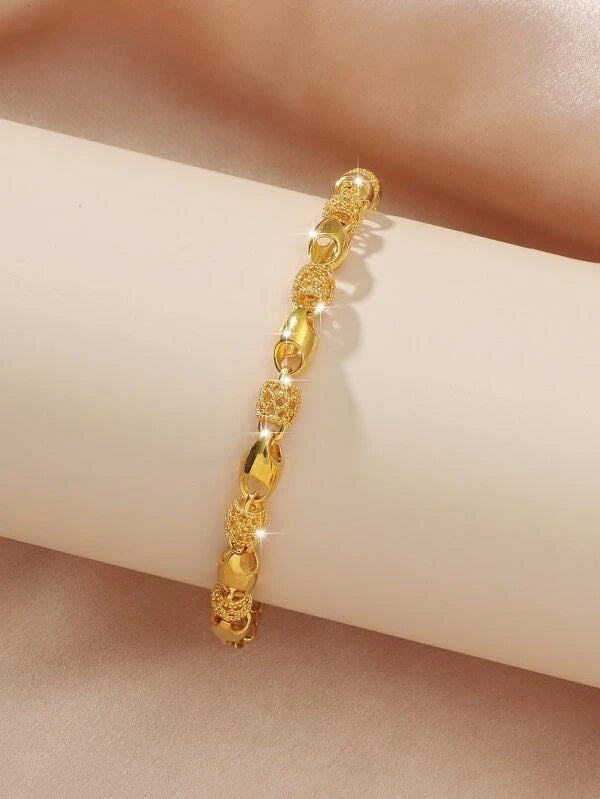 CM-AXS318065 Women Trendy Seoul Style Metal Beaded Bracelet - Gold