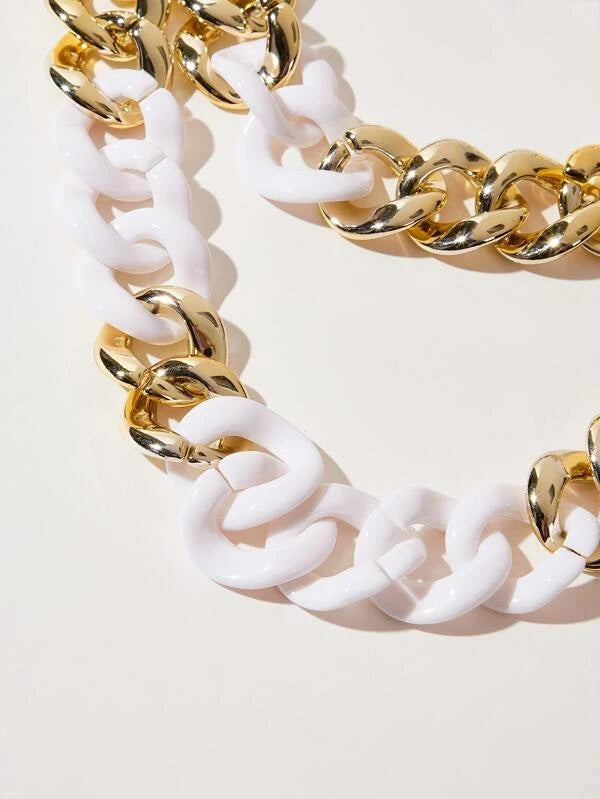 CM-AXS316468 Women Trendy Seoul Style Chunky Chain Necklace