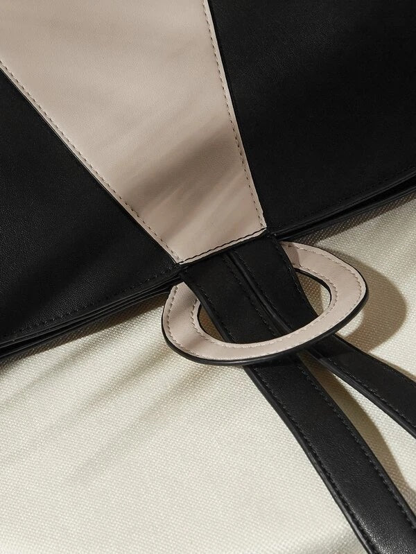 CM-BGS202526 Women Casual Seoul Style Two Tone Bucket Bag