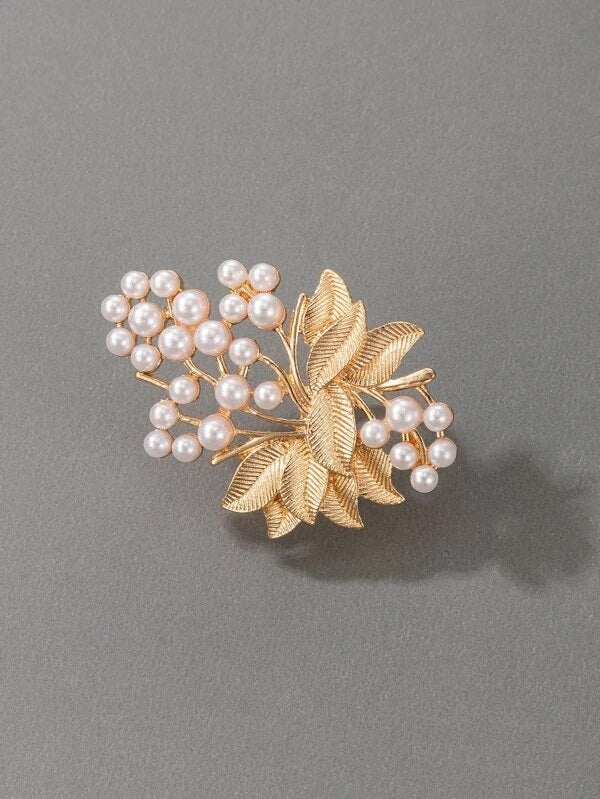 CM-AXS416011 Women Trendy Seoul Style Faux Pearl Decor Ring