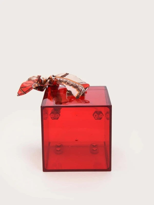 CM-BGS511270 Women Casual Seoul Style Mini Twilly Scarf Decor Satchel Bag - Red