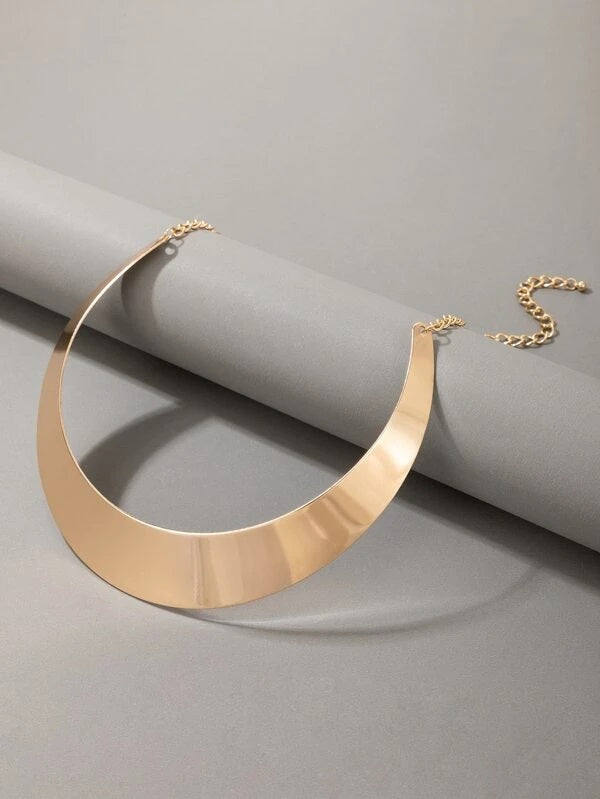 CM-AXS512491 Women Trendy Seoul Style Minimalist Metal Necklace - Gold