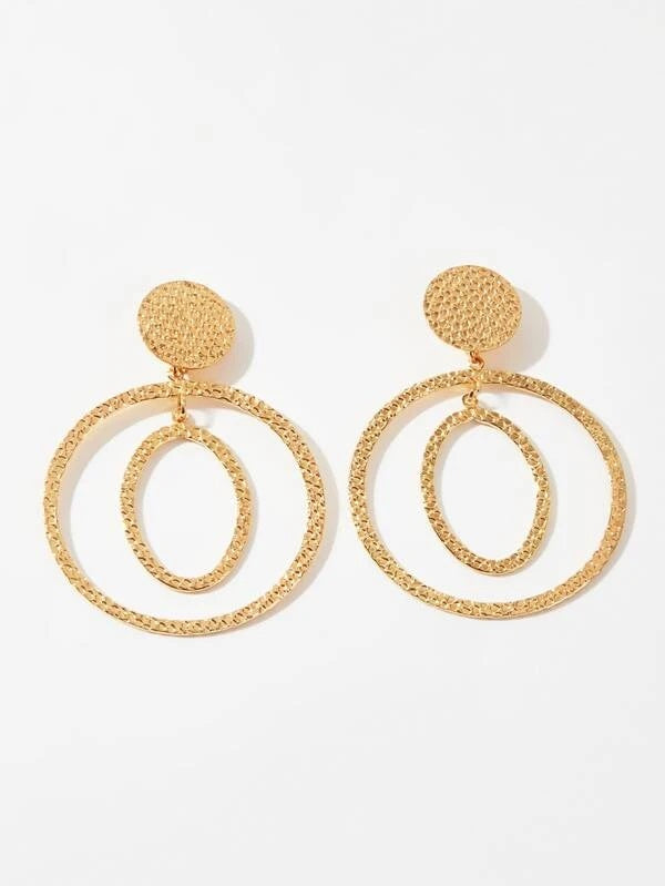 CM-AXS326901 Women Trendy Seoul Style Geometric Drop Earrings - Gold