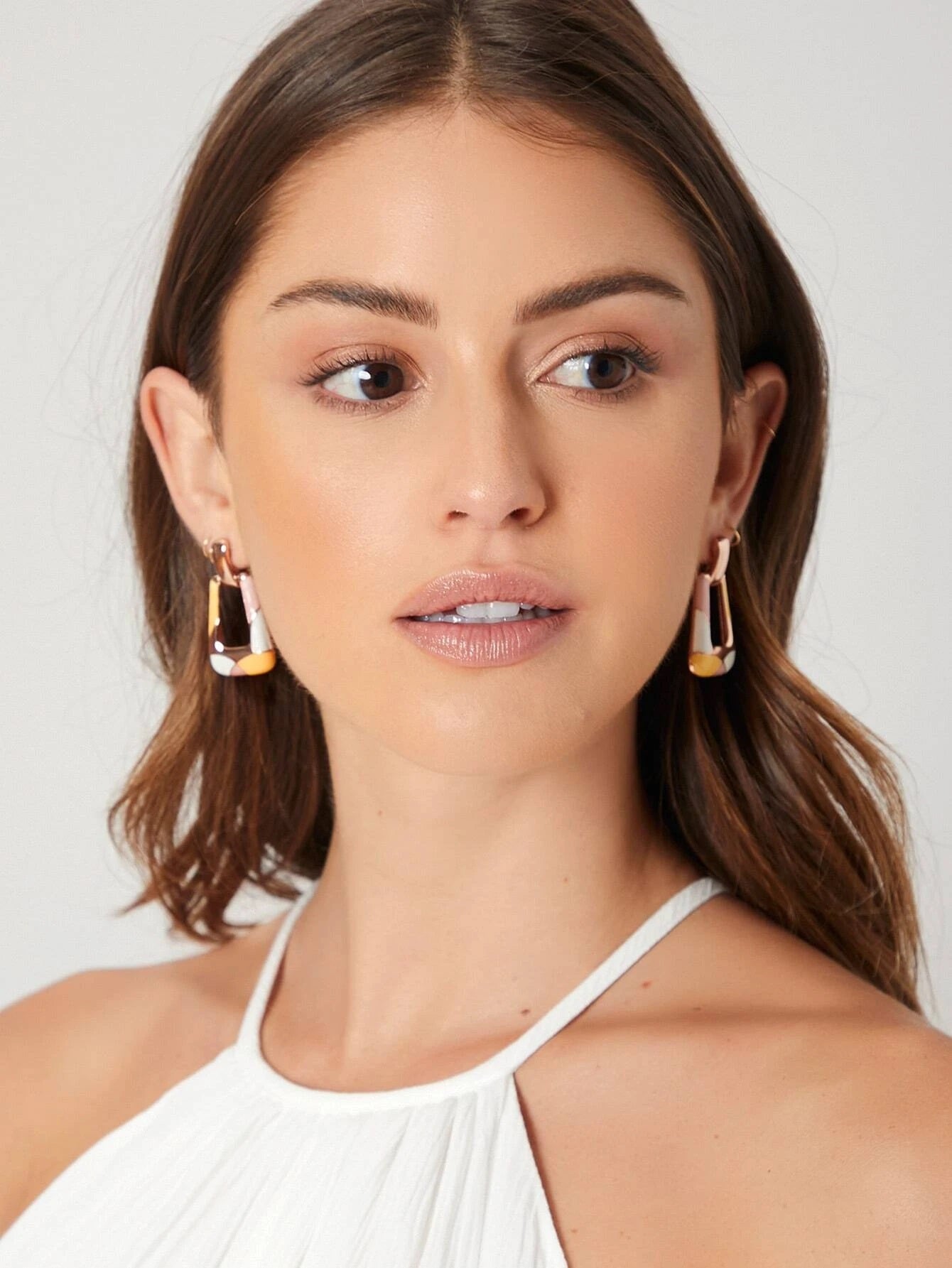 CM-AXS521633 Women Trendy Seoul Style 14K Gold Plated Geometric Drop Earrings