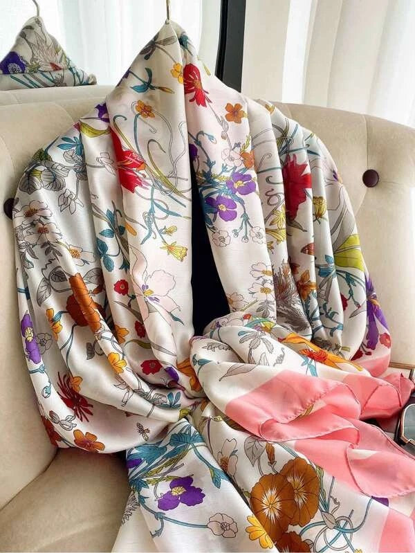 CM-AXS844778 Women Trendy Seoul Style Floral Pattern Scarf