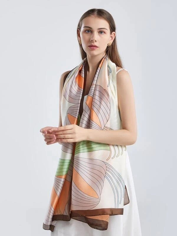 CM-AXS607303 Women Trendy Seoul Style Graphic Scarf