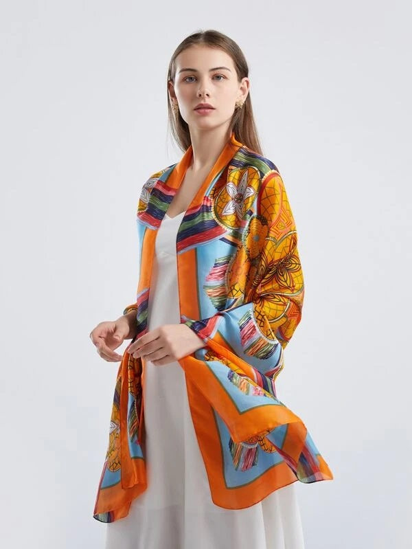 CM-AXS133550 Women Trendy Seoul Style Floral Pattern Scarf