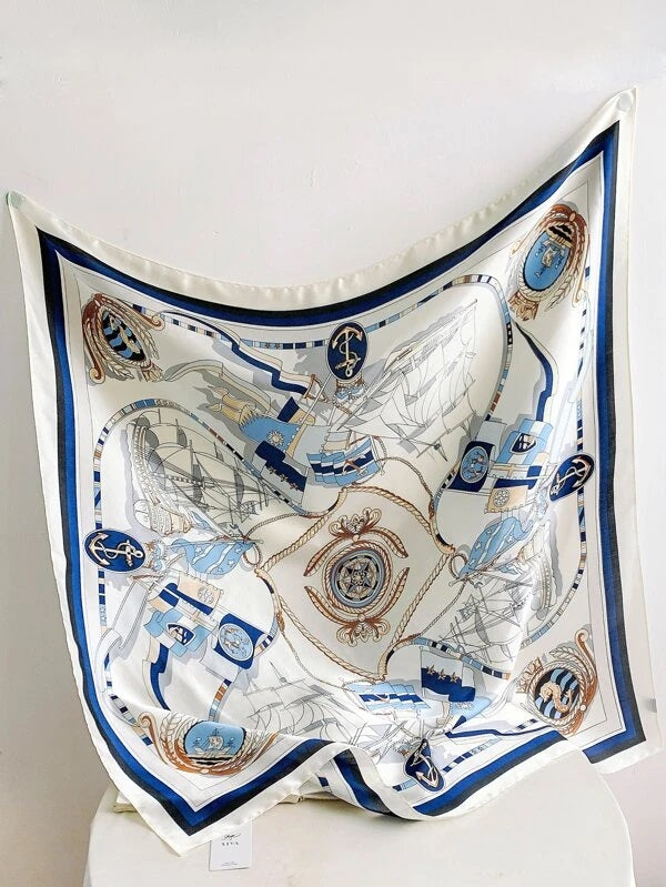 CM-AXS577822 Women Trendy Seoul Style Ship Print Bandana