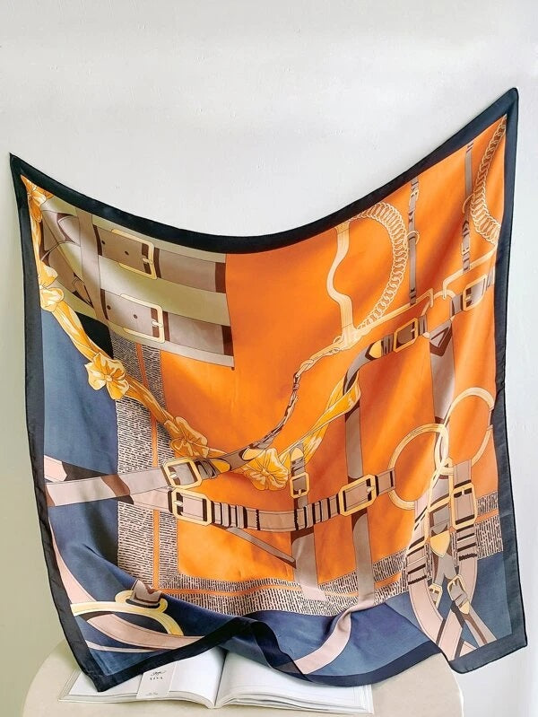 CM-AXS181838 Women Trendy Seoul Style Belt Print Bandana