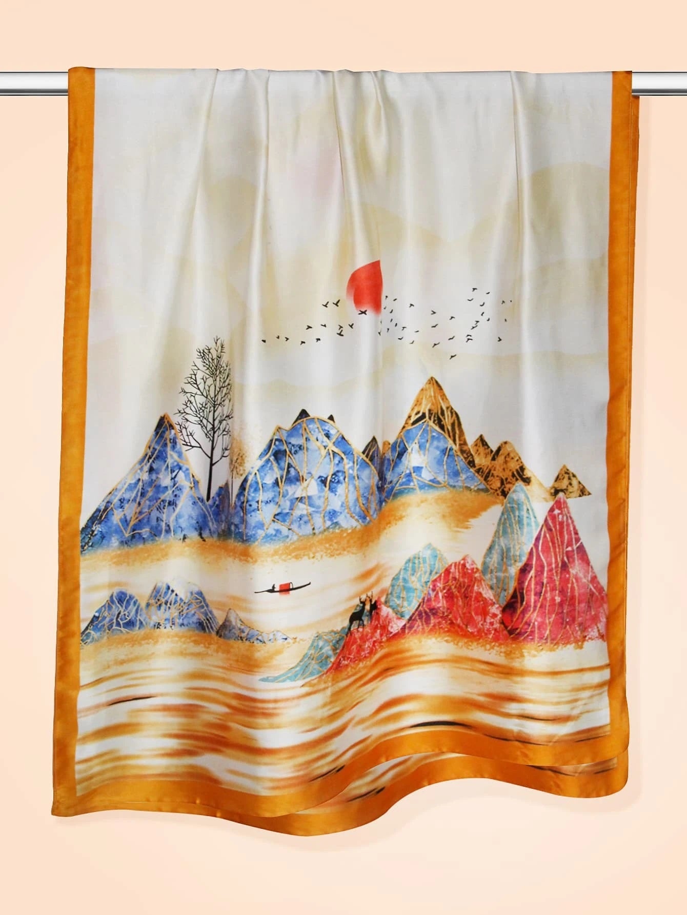 CM-AXS156944 Women Trendy Seoul Style Landscape Print Scarf