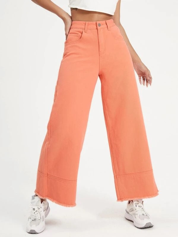 Apricot Orange Women's High Waisted Straight Leg Wide Leg Y2K Jeans Pa –  Lookbook Store