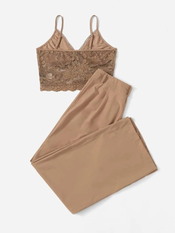 CM-SS455082 Women Casual Seoul Style Lace Cami Top With Long Pants - Set