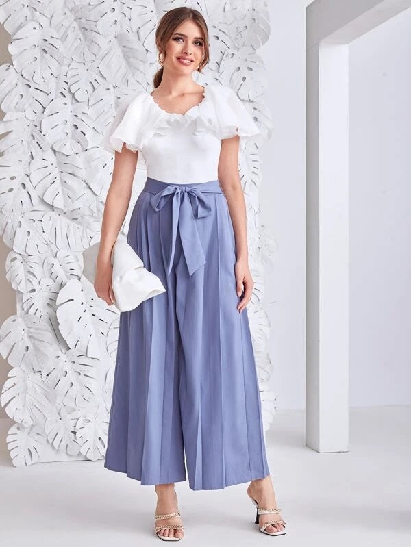 CM-TS823521 Women Elegant Seoul Style Mesh Panel Butterfly Sleeve Top - White