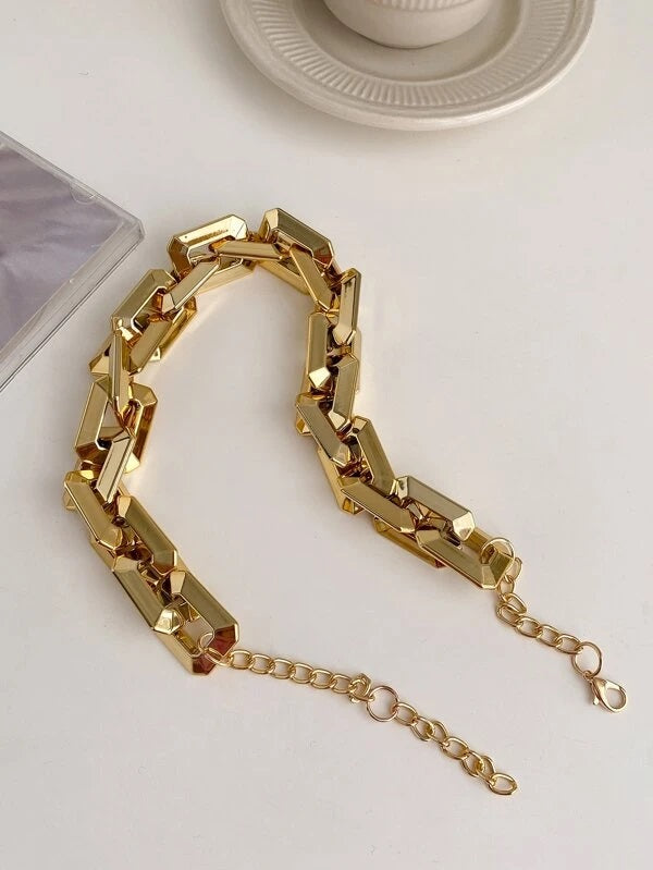 CM-AXS478085 Women Trendy Seoul Style Minimalist Chain Necklace