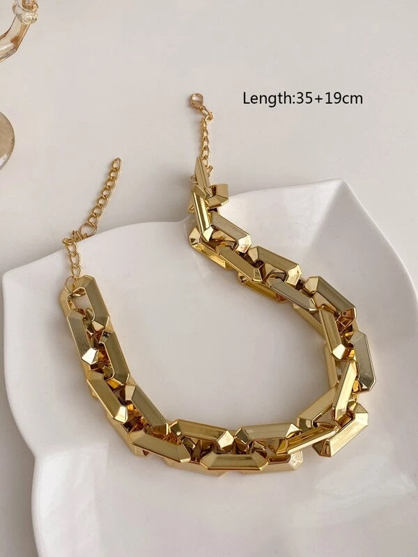 CM-AXS478085 Women Trendy Seoul Style Minimalist Chain Necklace