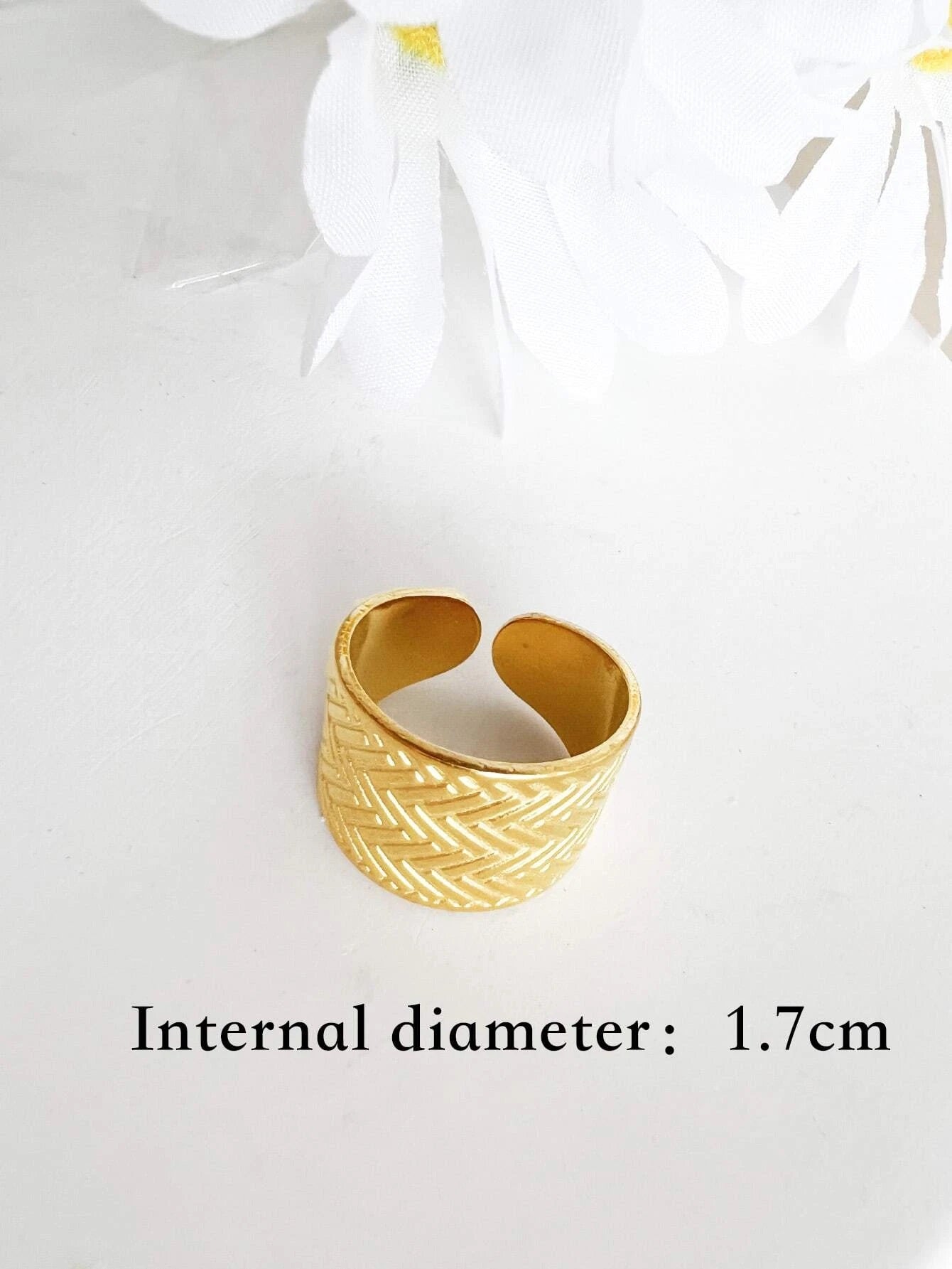 CM-AXS136824 Women Trendy Seoul Style Textured Cuff Ring - Yellow Gold
