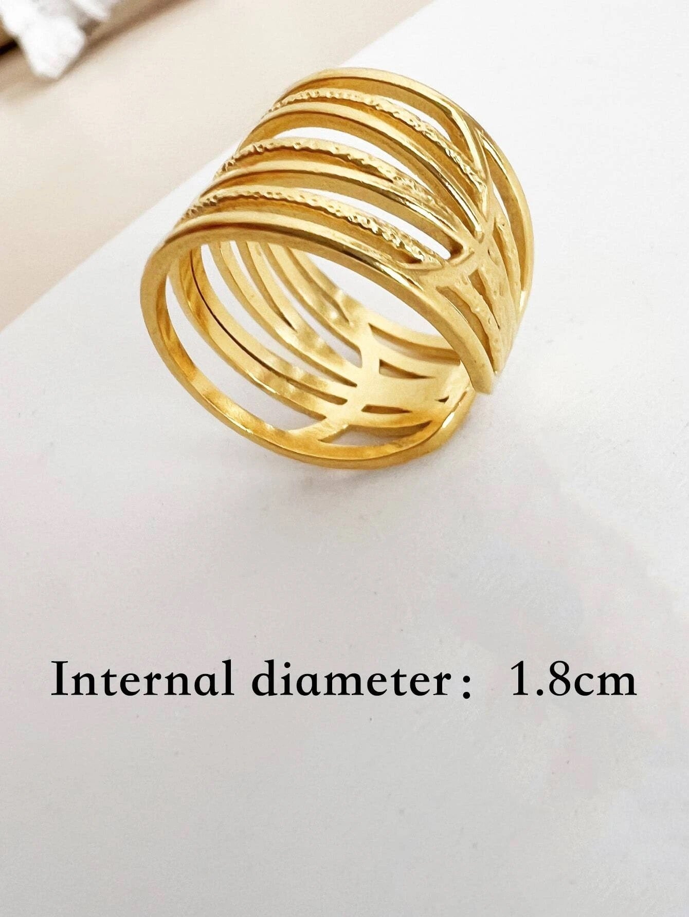 CM-AXS373505 Women Trendy Seoul Style Hollow Out Cuff Ring - Yellow Gold