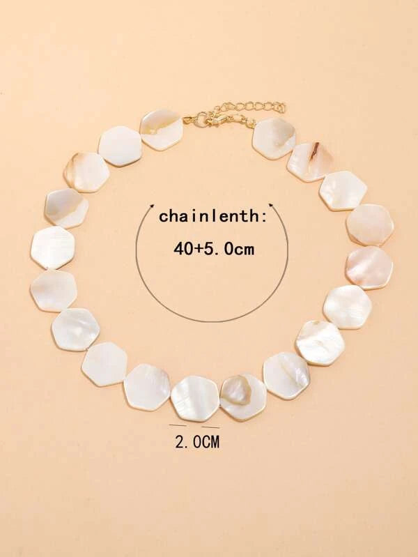 CM-AXS424212 Women Trendy Seoul Style Geometric Shell Necklace