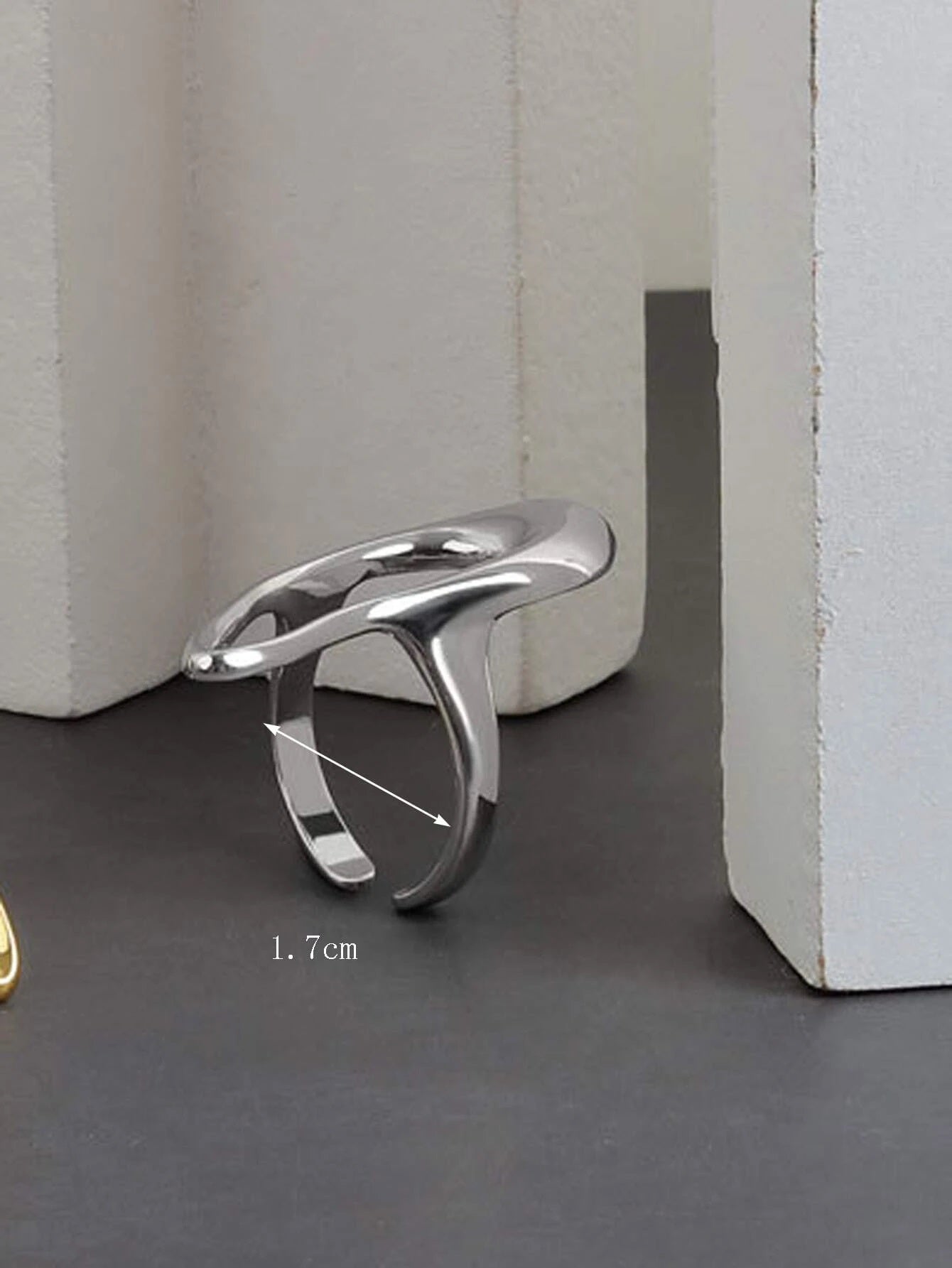 CM-AXS587551 Women Trendy Seoul Style Minimalist Cuff Ring - Silver