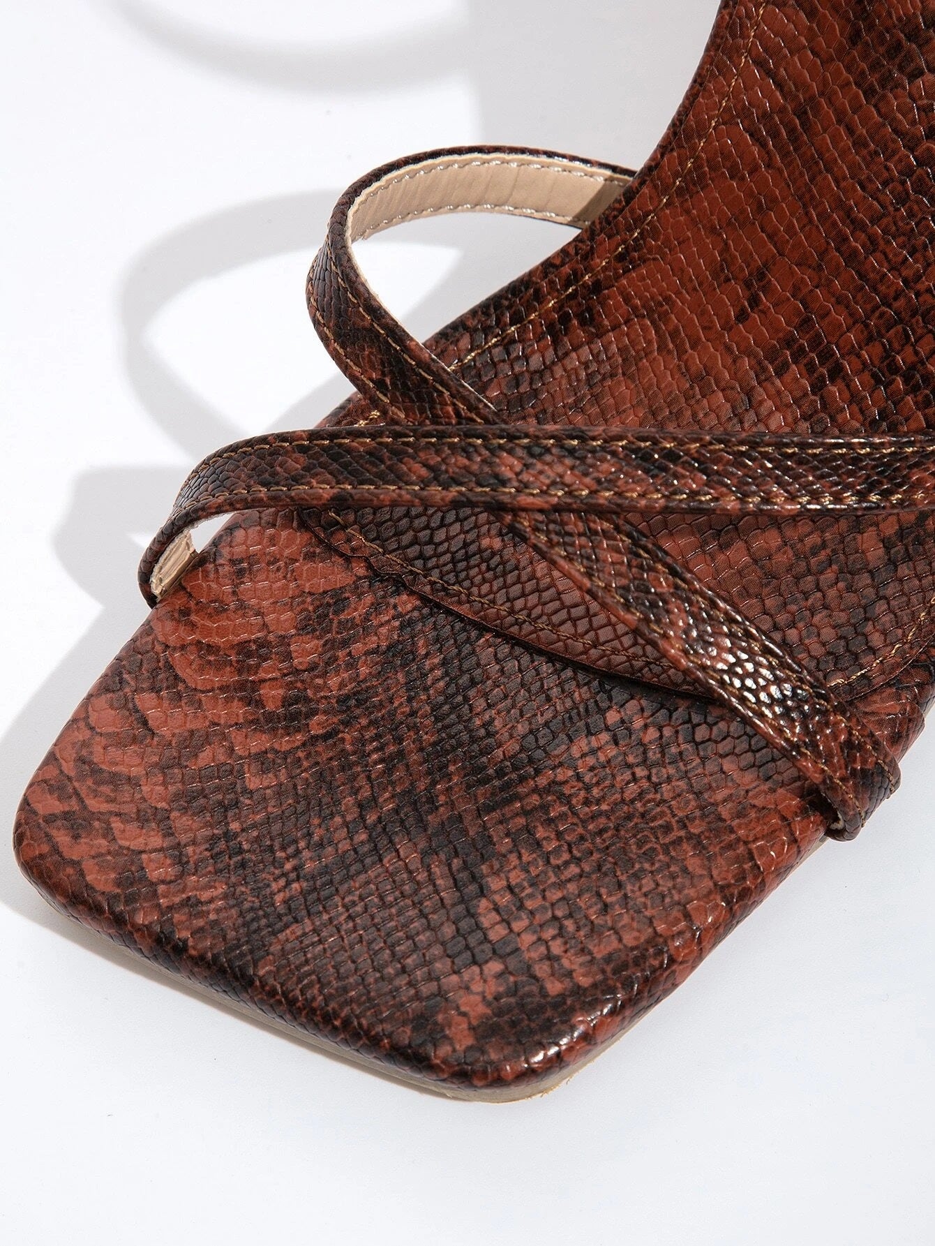 CM-SHS917249 Women Elegant Seoul Style Snakeskin Thin Strap Stiletto Heeled Sandals