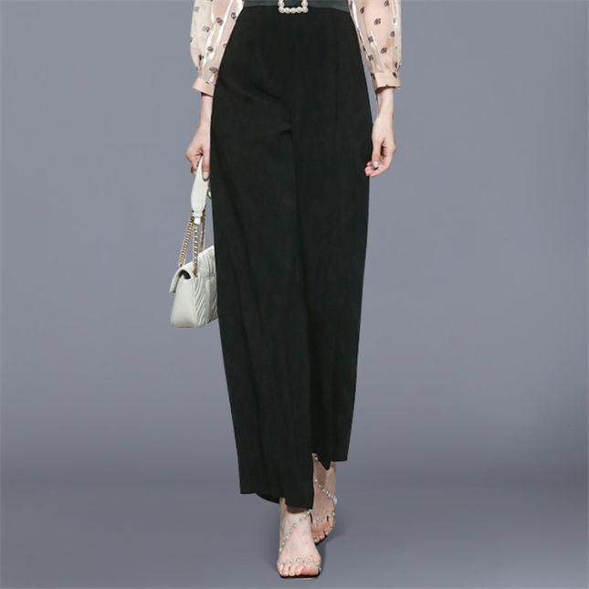 CM-JF082306 Women Elegant European Style Shirt Collar High Waist Puff Sleeve Long Jumpsuit