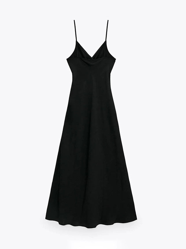 CM-D072818 Women Elegant Seoul Style Sleeveless V-Neck Camisole Maxi Dress - Black