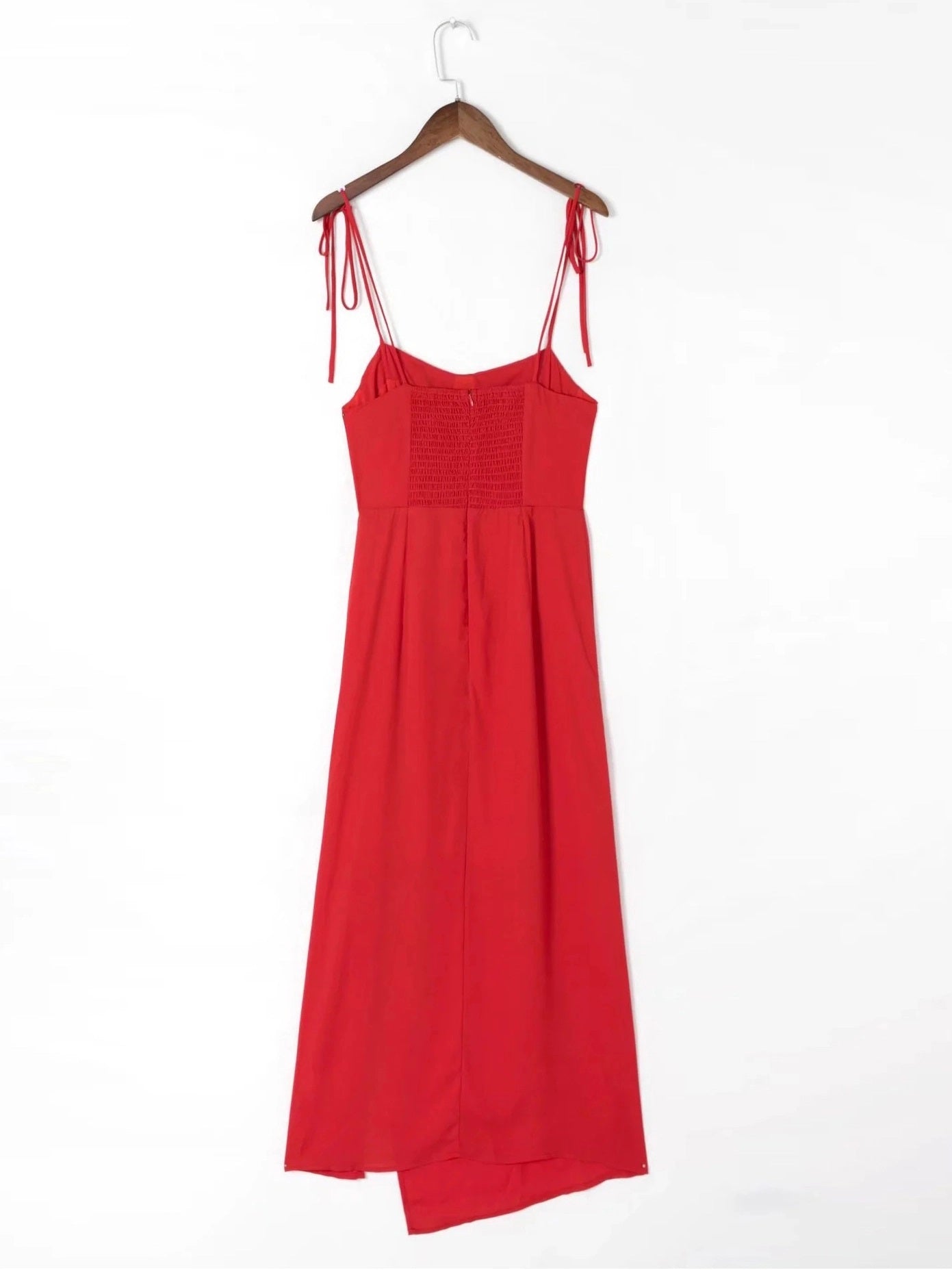 CM-D101235 Women Elegant European Style Slit Sleeveless Midi Dress - Red
