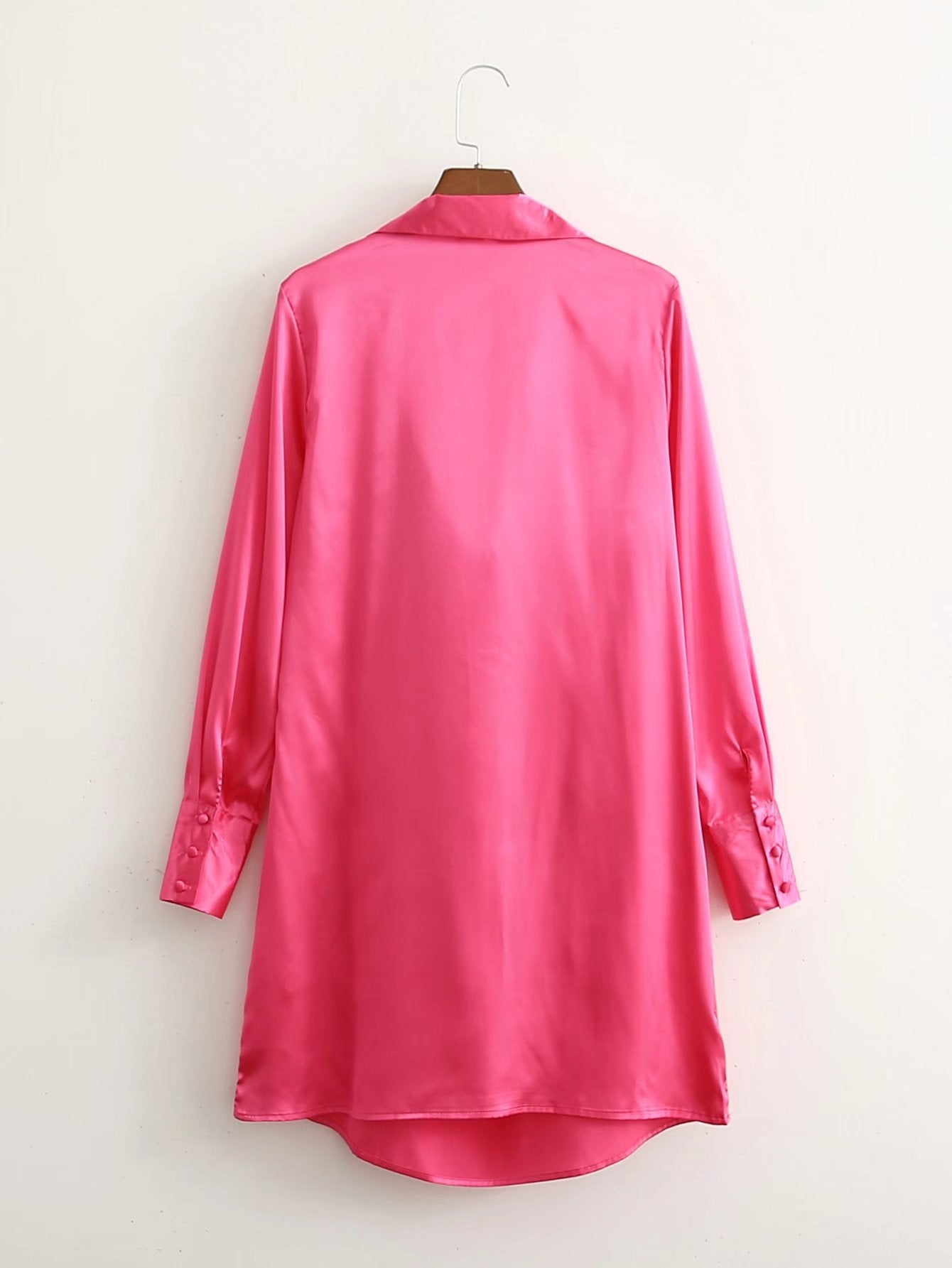 CM-D101536 Women Elegant Euroepan Style V-Neck Long Sleeve Dress - Rose Red