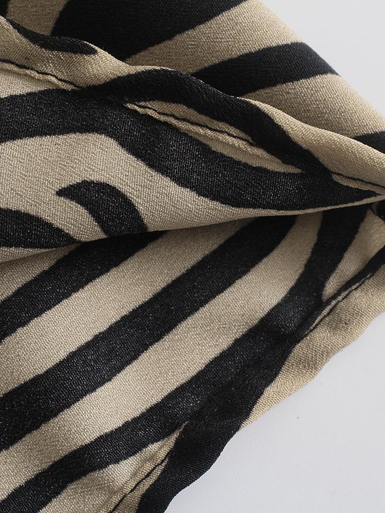 CM-D122243 Women Trendy Bohemian Style Zebra Print Halter Sleeveless Dress - Brown