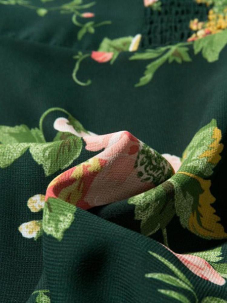 CM-D122382 Women Casual European Style Floral Printed Camisole Dress - Green