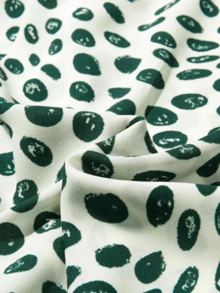 CM-D122335 Women Casual European Style Printed Slit Long Sleeve Dress - Green