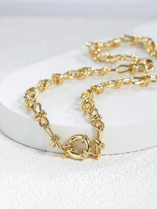 CM-AXS773499 Women Trendy Seoul Style Minimalist Chain Necklace