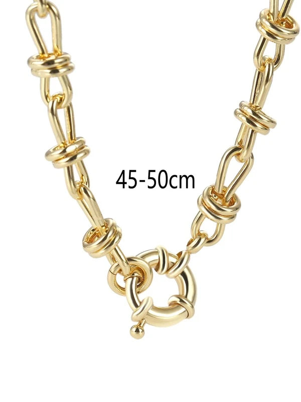 CM-AXS773499 Women Trendy Seoul Style Minimalist Chain Necklace
