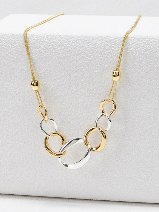 CM-AXS406060 Women Trendy Seoul Style Premium Circle Decor Necklace