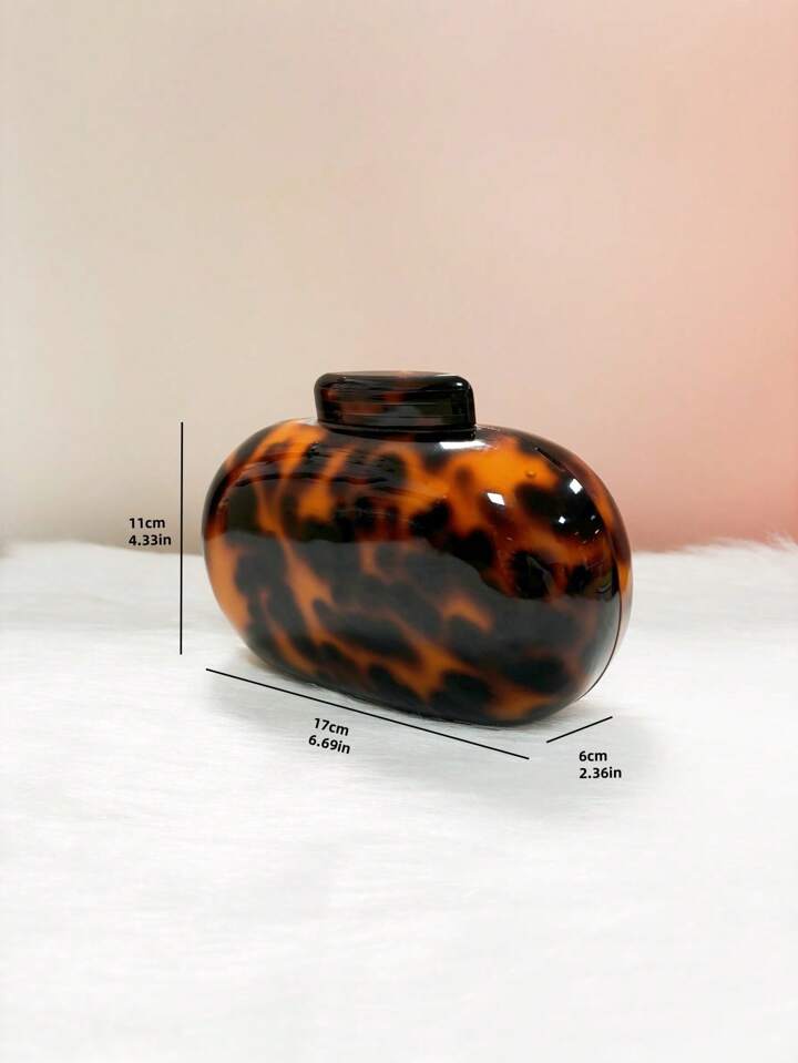 CM-BGS552314 Women Trendy Seoul Style Leopard Pattern Oval Acrylic Hard Box Small Square Bag