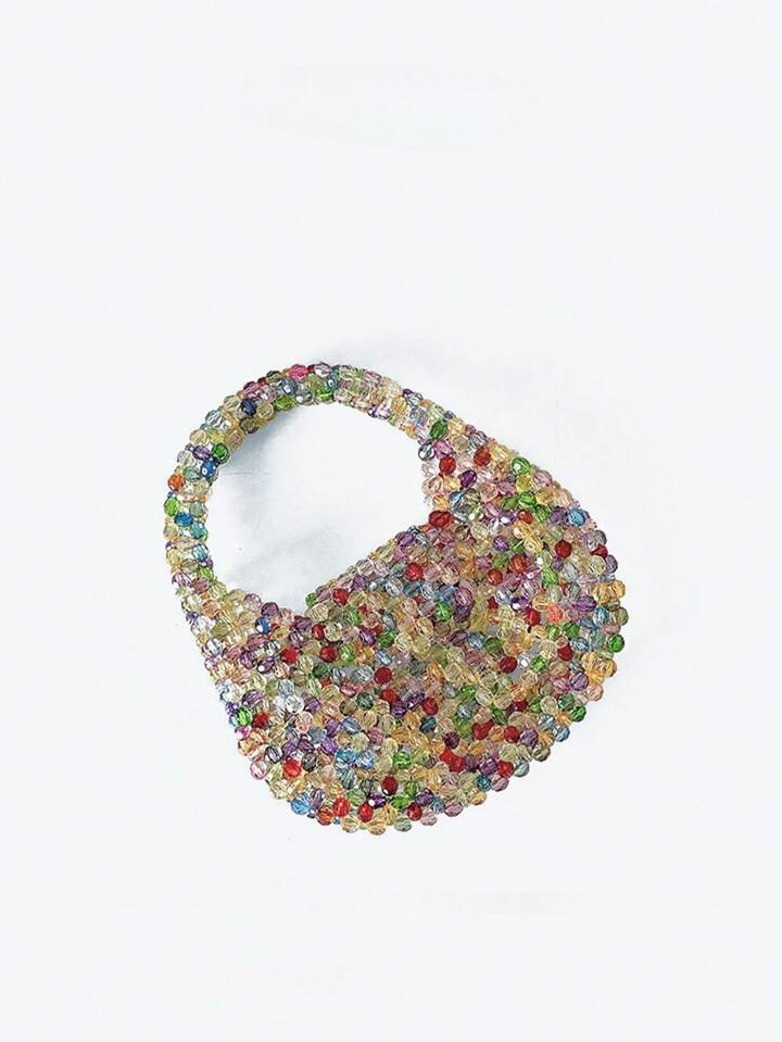 CM-BGS261974 Women Trendy Seoul Style Multicolor Beaded Sparkling Mini Handbag