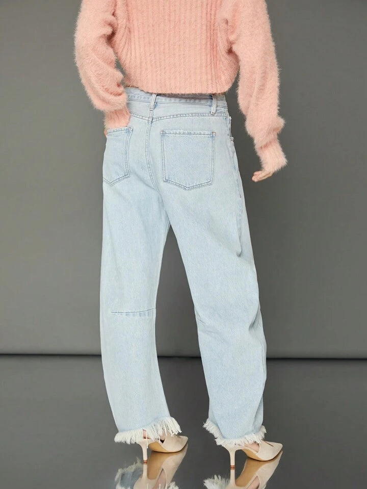 CM-BS643068 Women Casual Seoul Style Light Wash Baggy Barrel Leg Loose Jeans