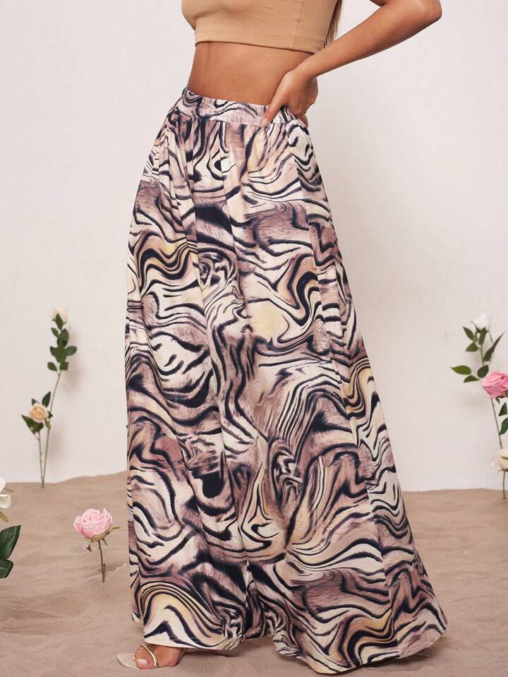 CM-BS218171 Women Casual Seoul Style High Waist Floral Print Wide Leg Pants