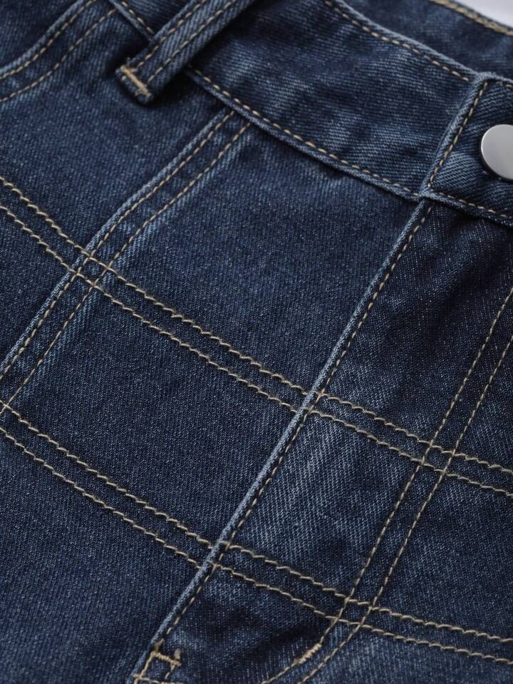 CM-BS285981 Women Casual Seoul Style Dark Wash Loose Wide Leg Denim Jeans