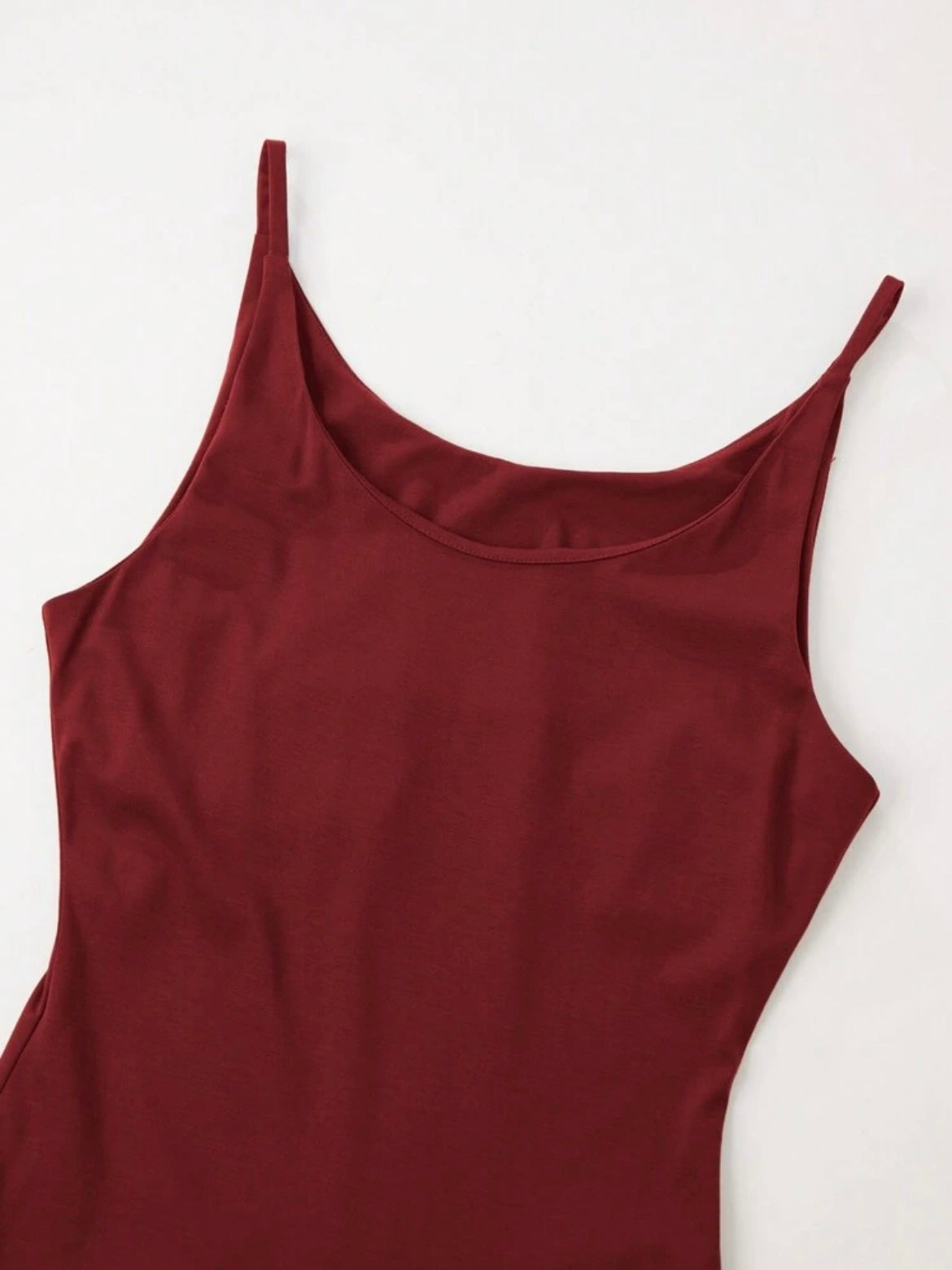 CM-DS076176 Women Elegant Seoul Style Solid Color Minimalist Spaghetti Strap Maxi A-Line Dress - Red
