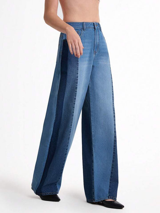 CM-BS913187 Women Casual Seoul Style Medium Wash High Waist Multi-Color Straight Leg Denim Pants