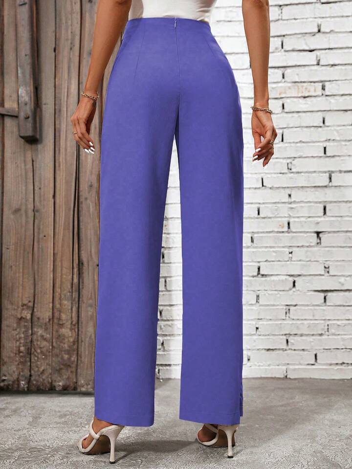 CM-BS881761 Women Casual Seoul Style High Waist Knot Side Pants - Purple