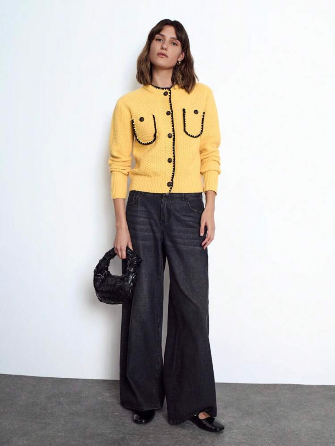 CM-CS016717 Women Casual Seoul Style Long Sleeve Slim Fit Stand Collar Sweater - Yellow