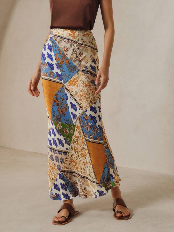 CM-BS736569 Women Trendy Bohemian Style High Waist Hip-Wrapped Mermaid Skirt