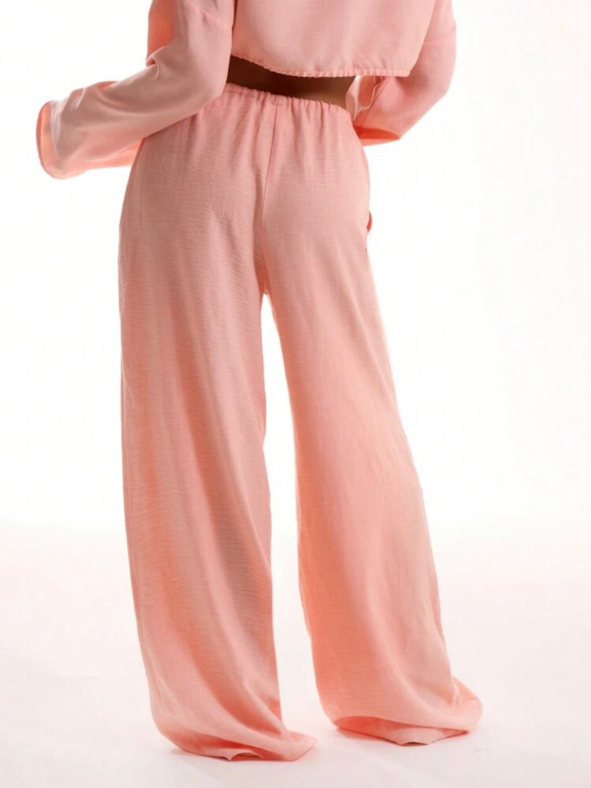 CM-BS648978 Women Trendy Bohemian Style Tie Front Linen Feel Beach Trouser - Orange