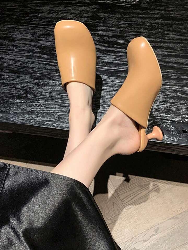 CM-SHE844194 Women Trendy Seoul Style Synthetic Slip On Round Toe Low-Heel Mules (Available in 4 colors)