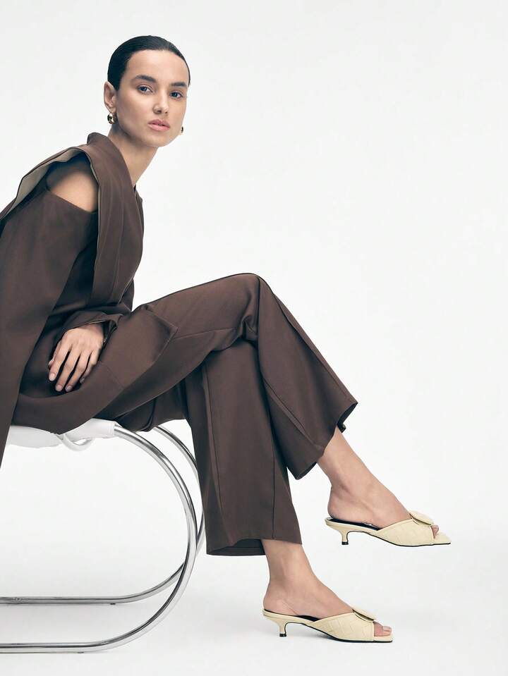 CM-SHS709375 Women Trendy Seoul Style Square Toe Low Heel Sandals - Beige